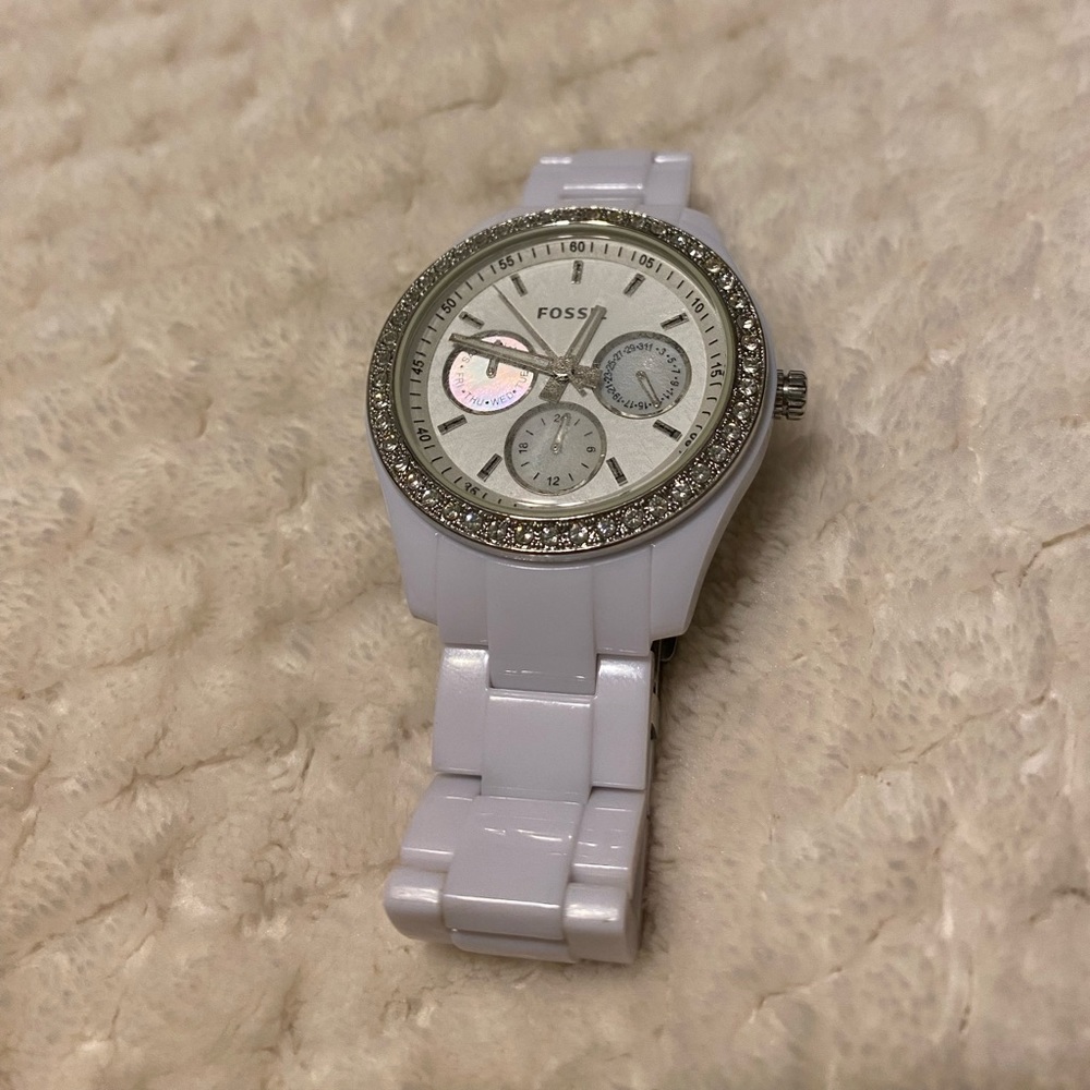 Fossil White Three Hand Ceramic Watch